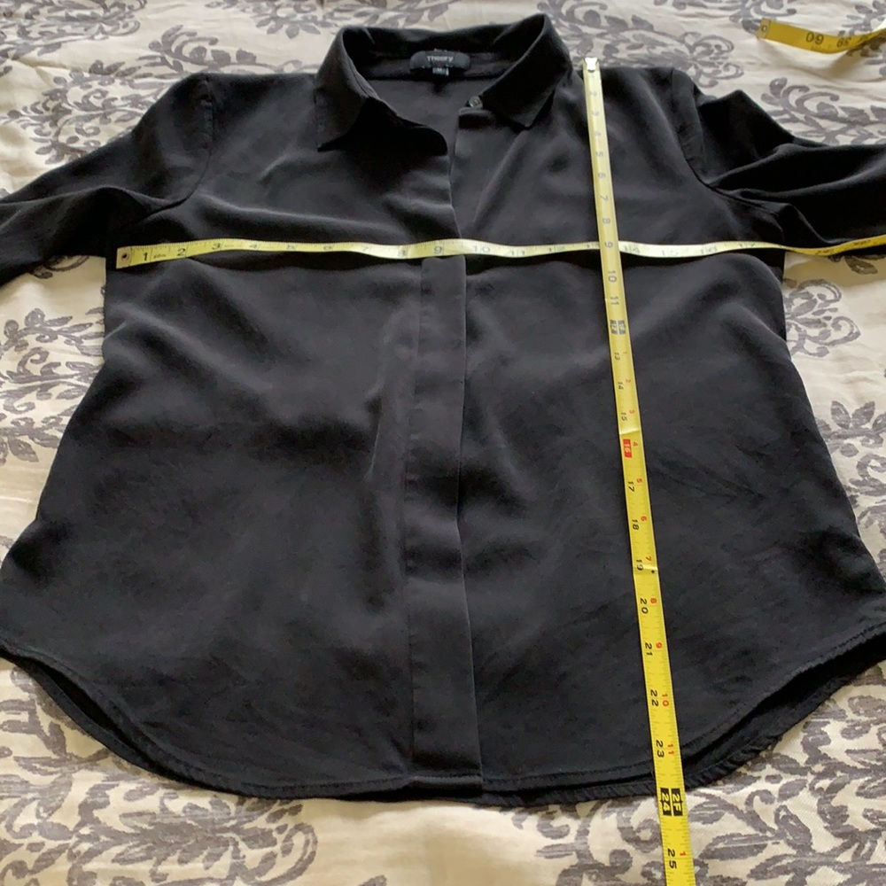 Theory Silk Black Button Down Blouse - Picture 10 of 11